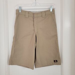 Dickies Boys Khaki Tan Flat Front Chino Shorts Uniform Straight Leg. Sz-14